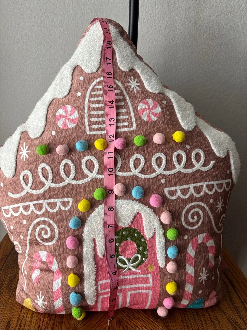Holiday Gingerbread House Decorative Throw Pillow - Pink